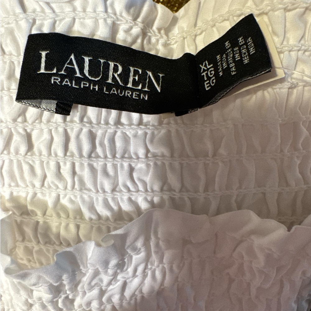 Ralph Lauren White Boho Short Skirt Smocked Waist Women’s XL NWT - Picture 3 of 6